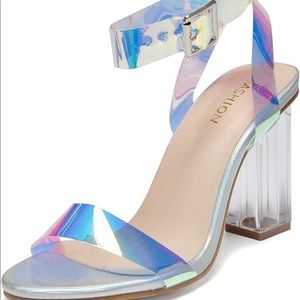 BOJIN Women’s Clear Heels Sandals Open Toe Ankle Strap Block Chunky High Heel